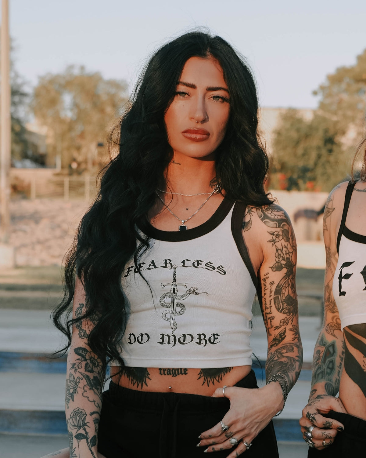 FLDM Sporty Crop Tank- White/Black